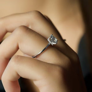 The Nelly Set With A 2.5 Carat Elongated Cushion Moissanite