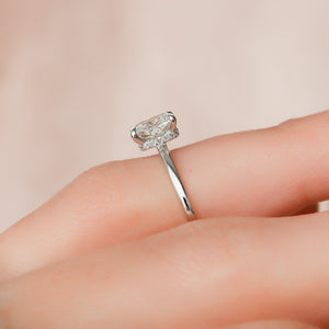 The Nelly Set With A 2 Carat Elongated Cushion Lab Diamond