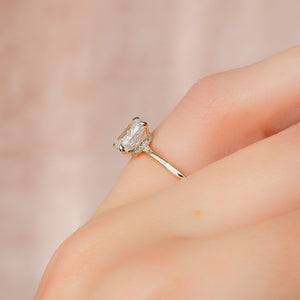 The Nelly Set With A 2.5 Carat Elongated Cushion Moissanite