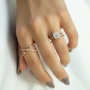 The Nelly Set With A 2.5 Carat Elongated Cushion Moissanite