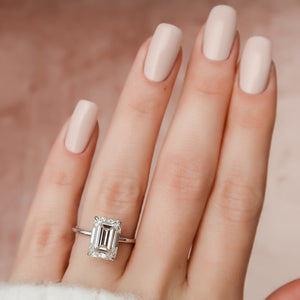 The Nelly Set With A 4.5 Carat Emerald Moissanite