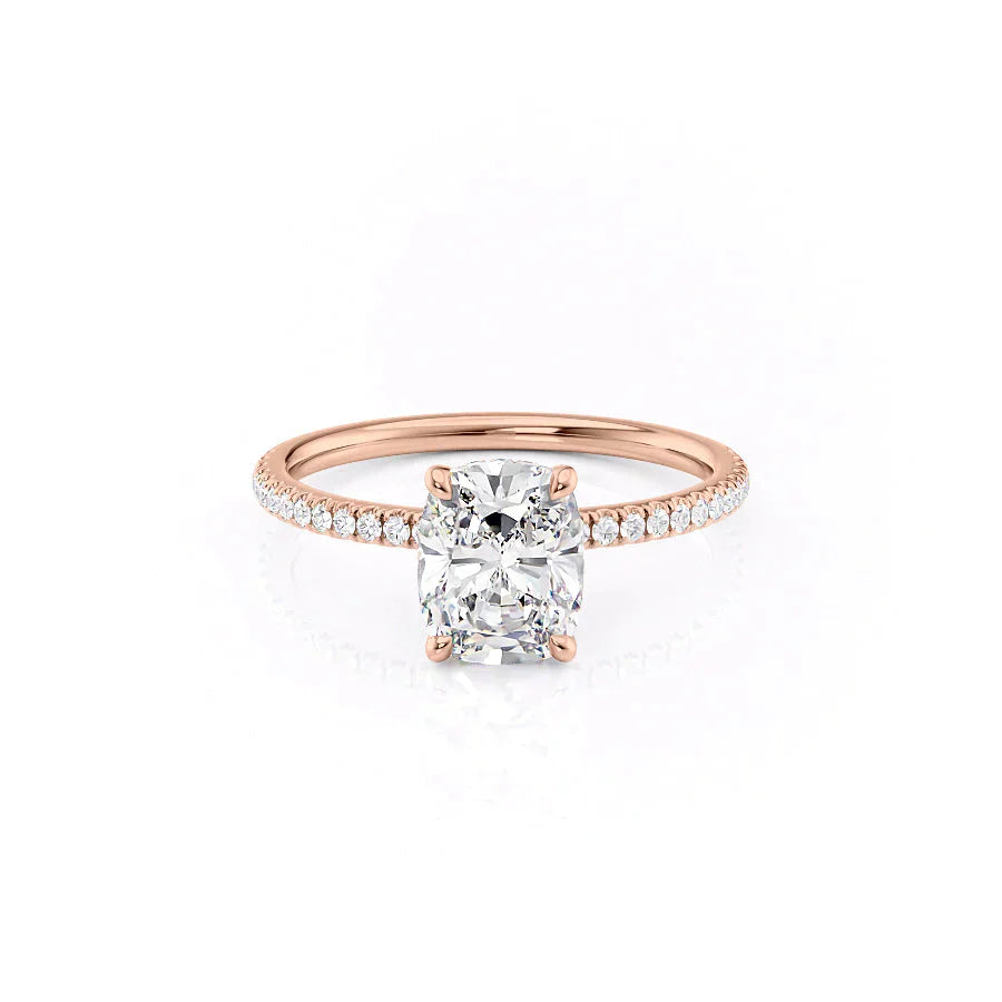 The Pave Nelly Set With A 2.5 Carat Elongated Cushion Lab Diamond