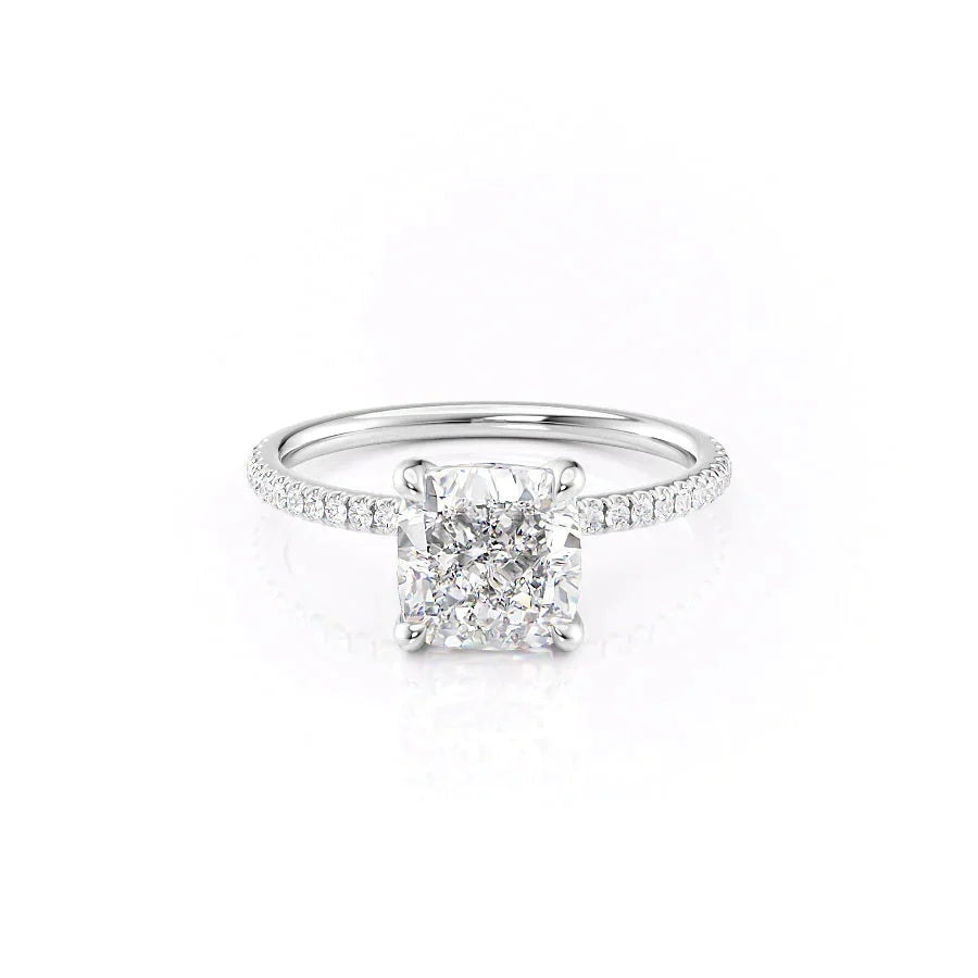 The Pave Nelly Set With A Cushion Moissanite