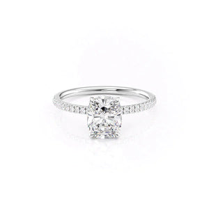 The Pave Nelly Set With A 2 Carat Elongated Cushion Lab Diamond