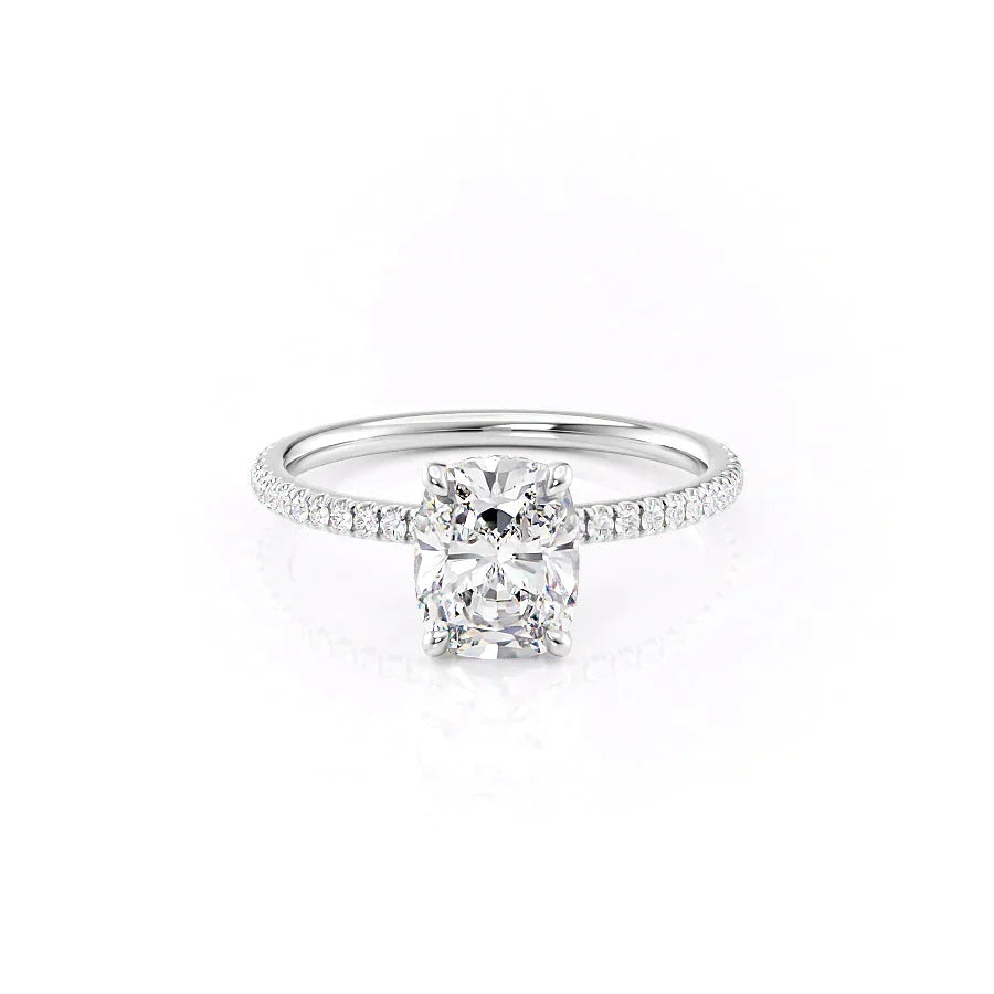 The Pave Nelly Set With A Elongated Cushion Moissanite
