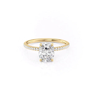 The Pave Nelly Set With A 3.5 Carat Elongated Cushion Moissanite