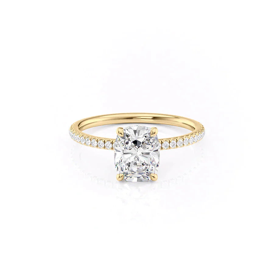 The Pave Nelly Set With A 1.5 Carat Elongated Cushion Moissanite