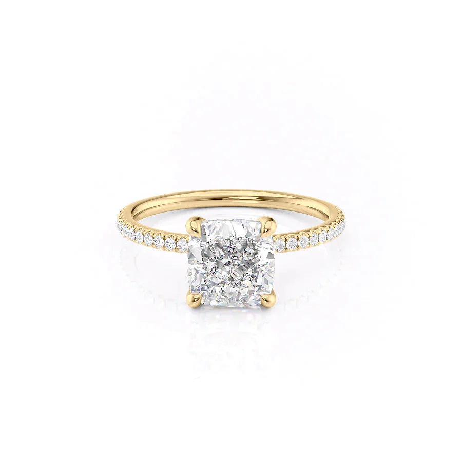 The Pave Nelly Set With A 1.5 Carat Cushion Moissanite