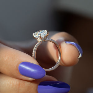 The Nelly Set With A 3.5 Carat Elongated Cushion Moissanite