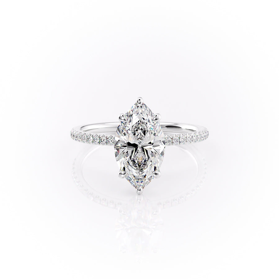 The Pave Nelly Set With A 1.5 Carat Marquise Lab Diamond