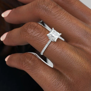 The Pave Nelly Set With A 3.5 Carat Princess Moissanite