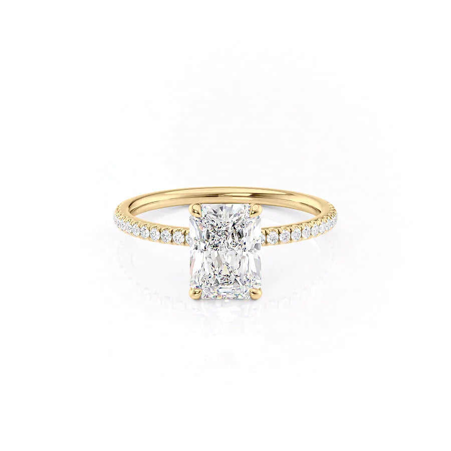 The Pave Nelly Set With A 2.5 Carat Radiant Moissanite
