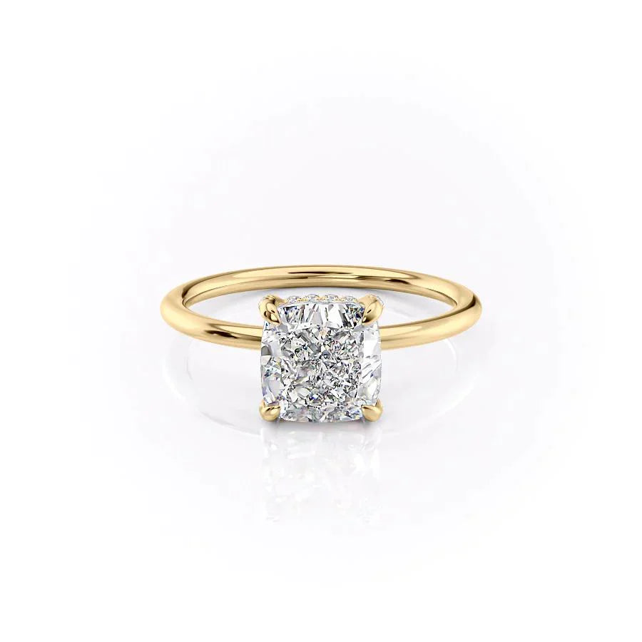 The Crown Kamellie Set With A 3.5 Carat Cushion Moissanite