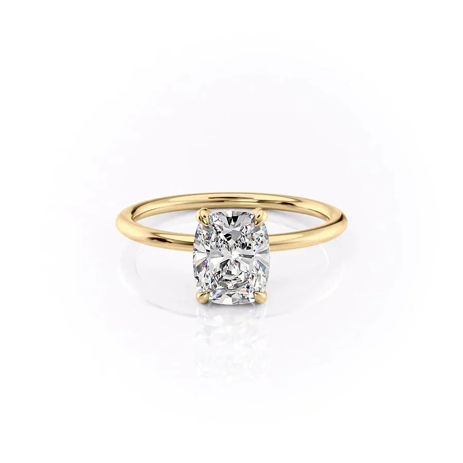 The Crown Kamellie Set With A 4.5 Carat Elongated Cushion Moissanite