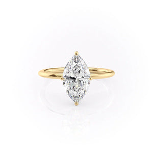 The Crown Kamellie Set With A 3.5 Carat Marquise Moissanite