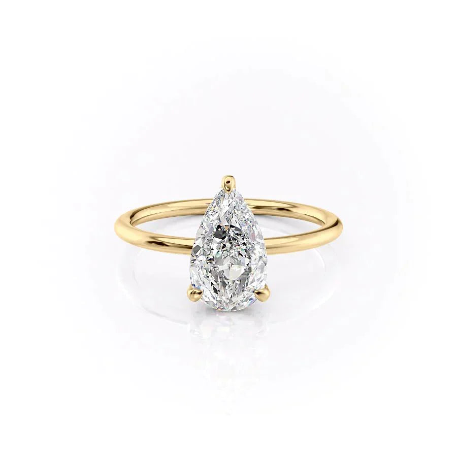 The Crown Kamellie Set With A 1 Carat Pear Lab Diamond