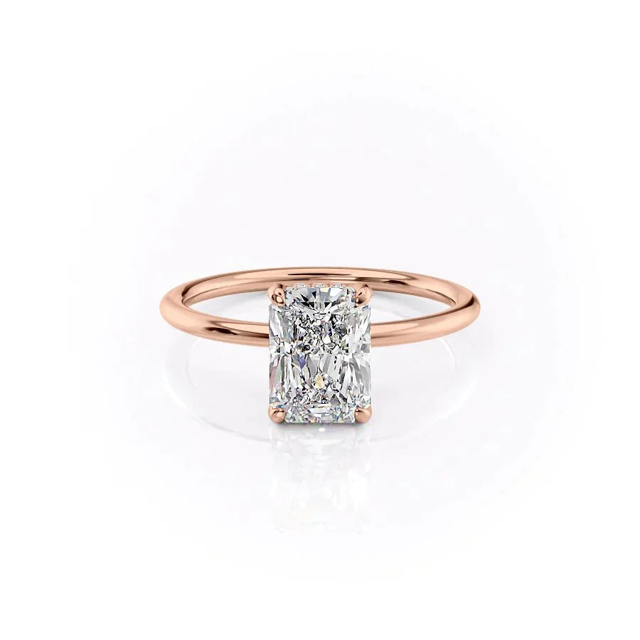 The Crown Kamellie Set With A 1.5 Carat Radiant Lab Diamond