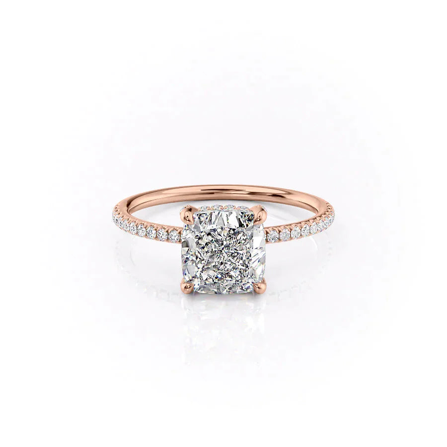 The Pave Crown Kamellie Set With A 1 Carat Cushion Moissanite