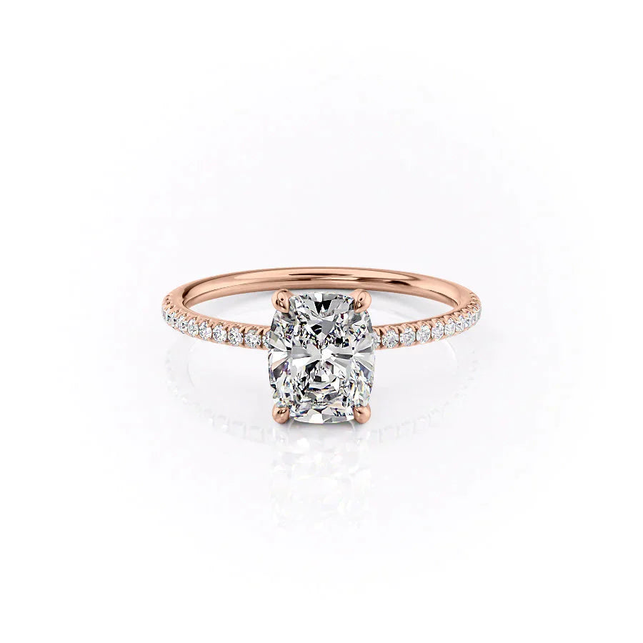 The Pave Crown Kamellie Set With A 2.5 Carat Elongated Cushion Lab Diamond