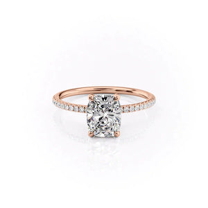 The Pave Crown Kamellie Set With A 3 Carat Elongated Cushion Moissanite