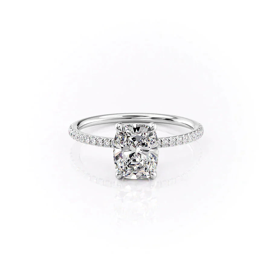 The Pave Crown Kamellie Set With A 1 Carat Elongated Cushion Lab Diamond
