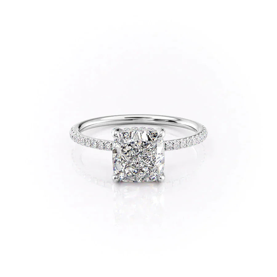The Pave Crown Kamellie Set With A 1.5 Carat Cushion Moissanite