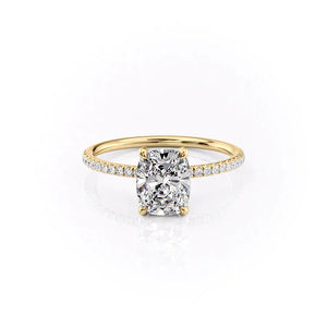 The Pave Crown Kamellie Set With A 4.5 Carat Elongated Cushion Moissanite