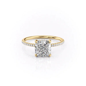 The Pave Crown Kamellie Set With A 3.5 Carat Cushion Moissanite