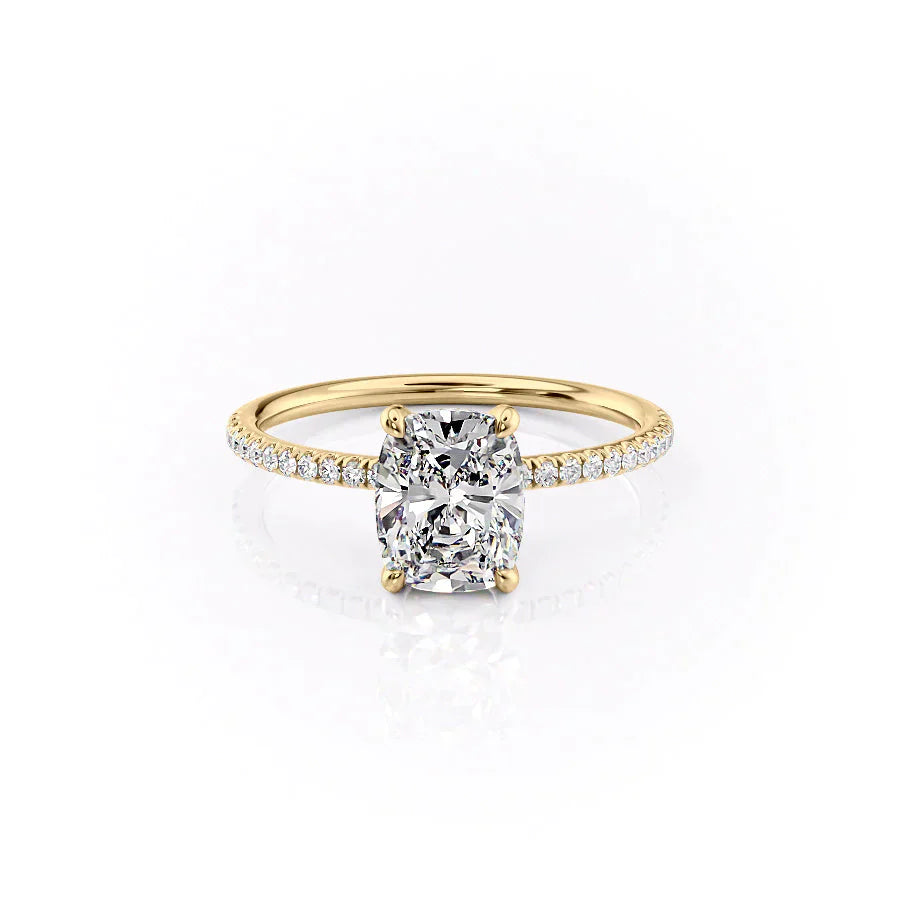 The Pave Crown Kamellie Set With A 1.5 Carat Elongated Cushion Lab Diamond