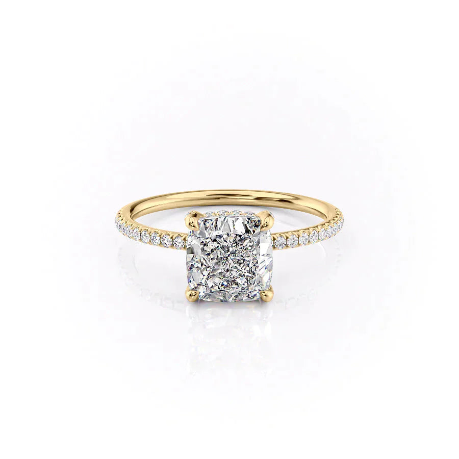 The Pave Crown Kamellie Set With A 2.5 Carat Cushion Moissanite