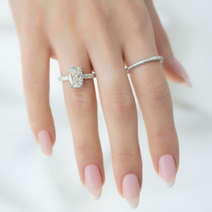 The Pave Crown Kamellie Set With A 2 Carat Elongated Cushion Lab Diamond