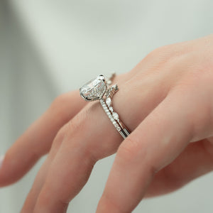 The Pave Crown Kamellie Set With A 2 Carat Elongated Cushion Lab Diamond