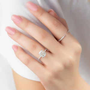 The Pave Crown Kamellie Set With A 2 Carat Elongated Cushion Lab Diamond