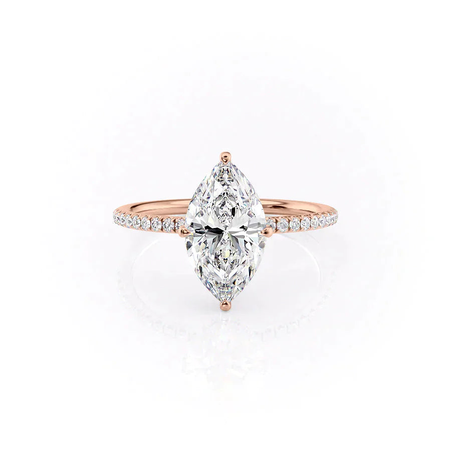 The Pave Crown Kamellie Set With A 1.5 Carat Marquise Lab Diamond