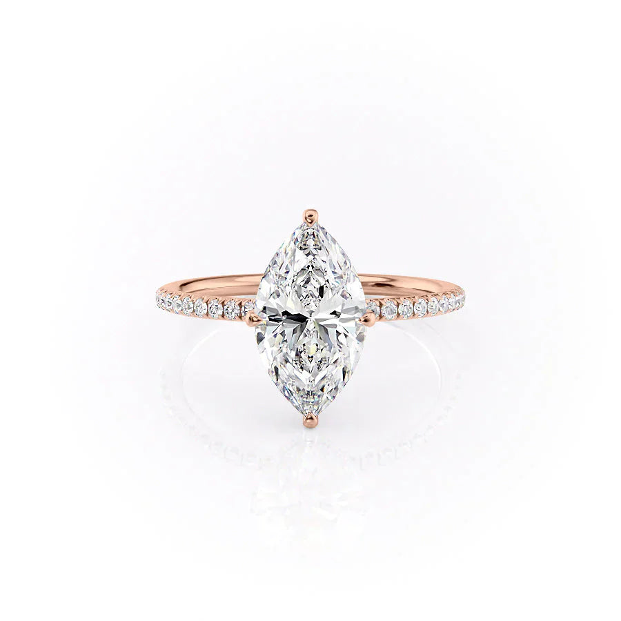 The Pave Crown Kamellie Set With A 4 Carat Marquise Moissanite
