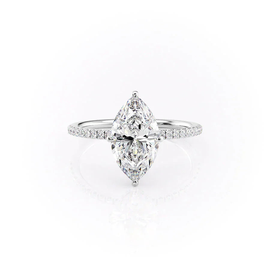 The Pave Crown Kamellie Set With A 2 Carat Marquise Moissanite