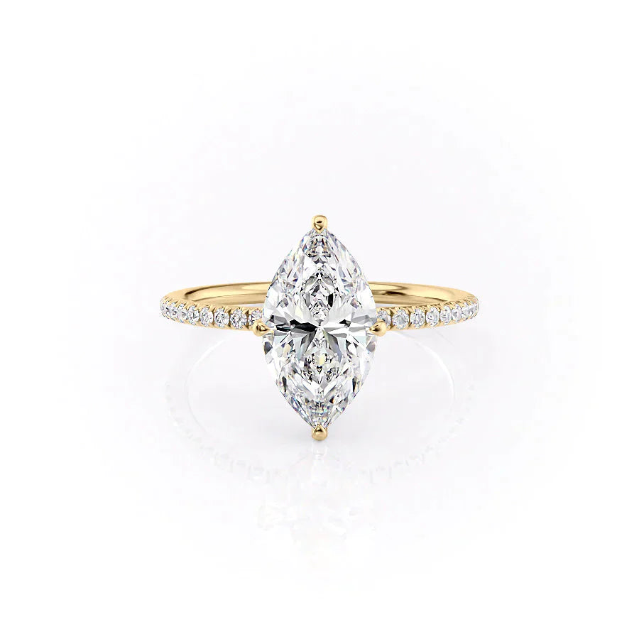 The Pave Crown Kamellie Set With A 2.5 Carat Marquise Lab Diamond