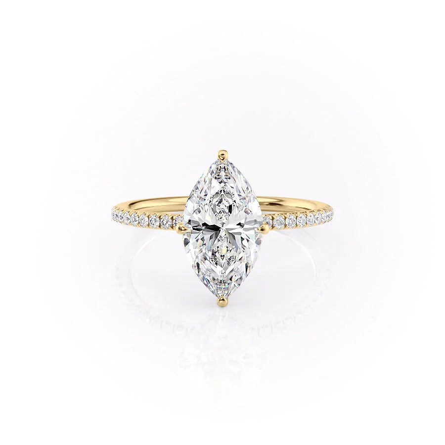 The Pave Crown Kamellie Set With A 5 Carat Marquise Moissanite