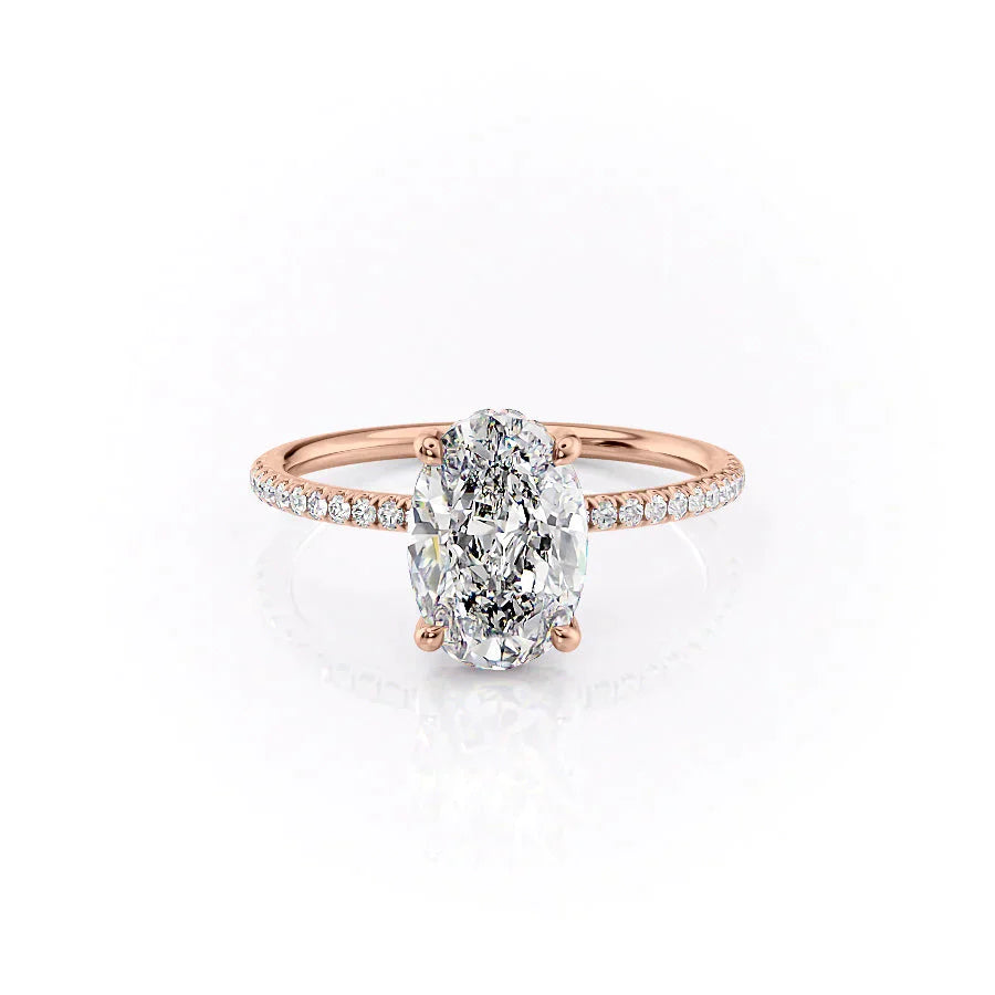 The Pave Crown Kamellie Set With A 1.5 Carat Oval Moissanite