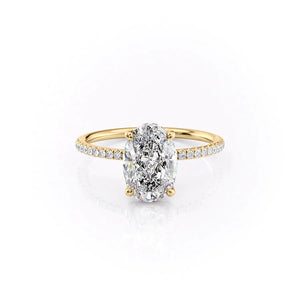 The Pave Crown Kamellie Set With A 3 Carat Oval Moissanite