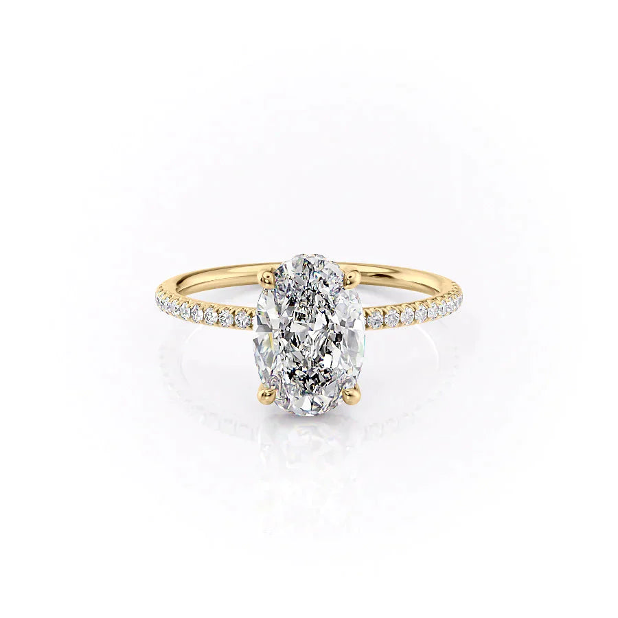 The Pave Crown Kamellie Set With A 2.5 Carat Oval Moissanite