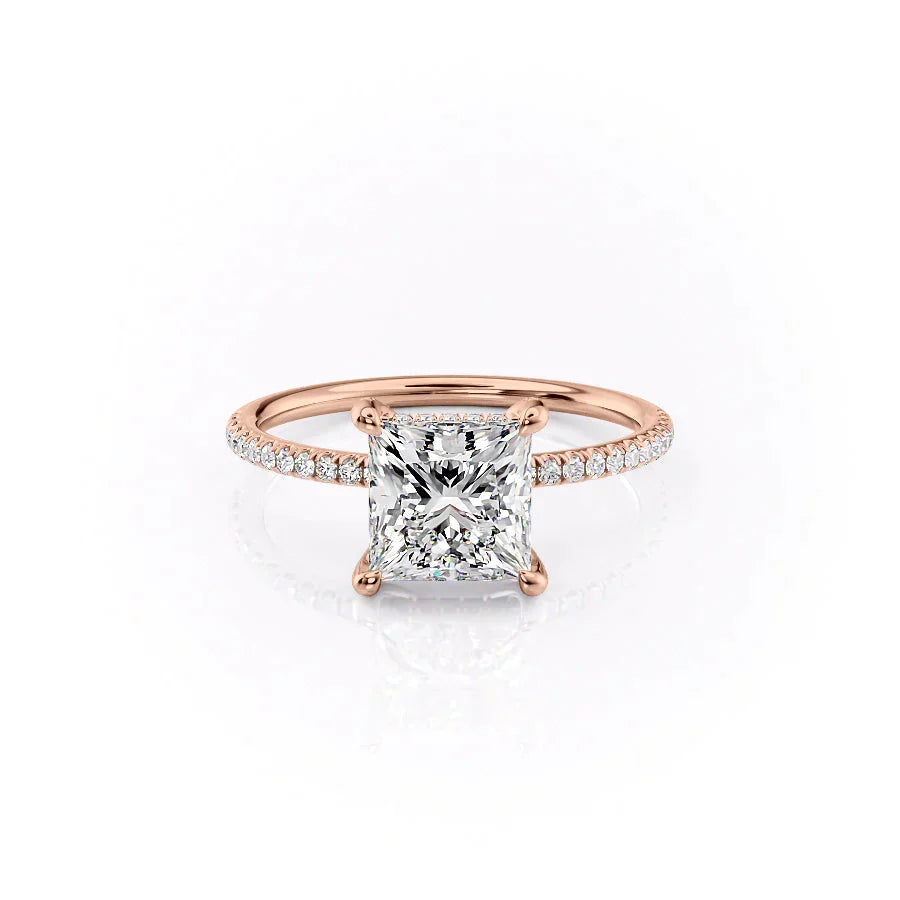The Pave Crown Kamellie Set With A 3.5 Carat Princess Moissanite