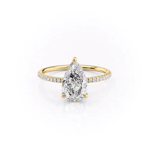 The Pave Crown Kamellie Set With A 2 Carat Pear Moissanite