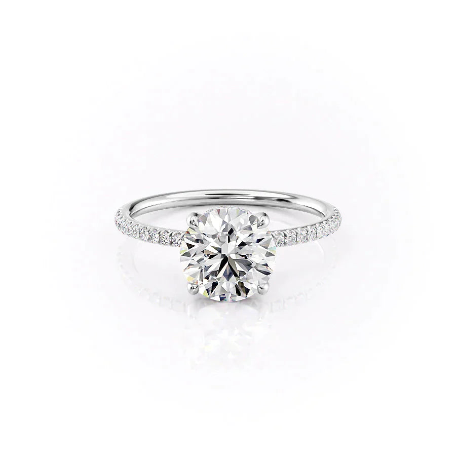 The Pave Crown Kamellie Set With A 3 Carat Round Moissanite