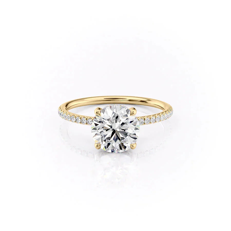 The Pave Crown Kamellie Set With A 1 Carat Round Moissanite