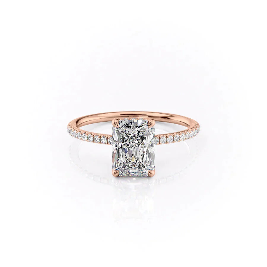 The Pave Crown Kamellie Set With A 3.5 Carat Radiant Moissanite