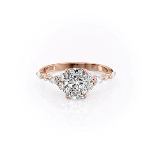 The Kristen Set With A 5 Carat Elongated Cushion Moissanite