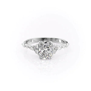 The Kristen Set With A 1 Carat Elongated Cushion Moissanite