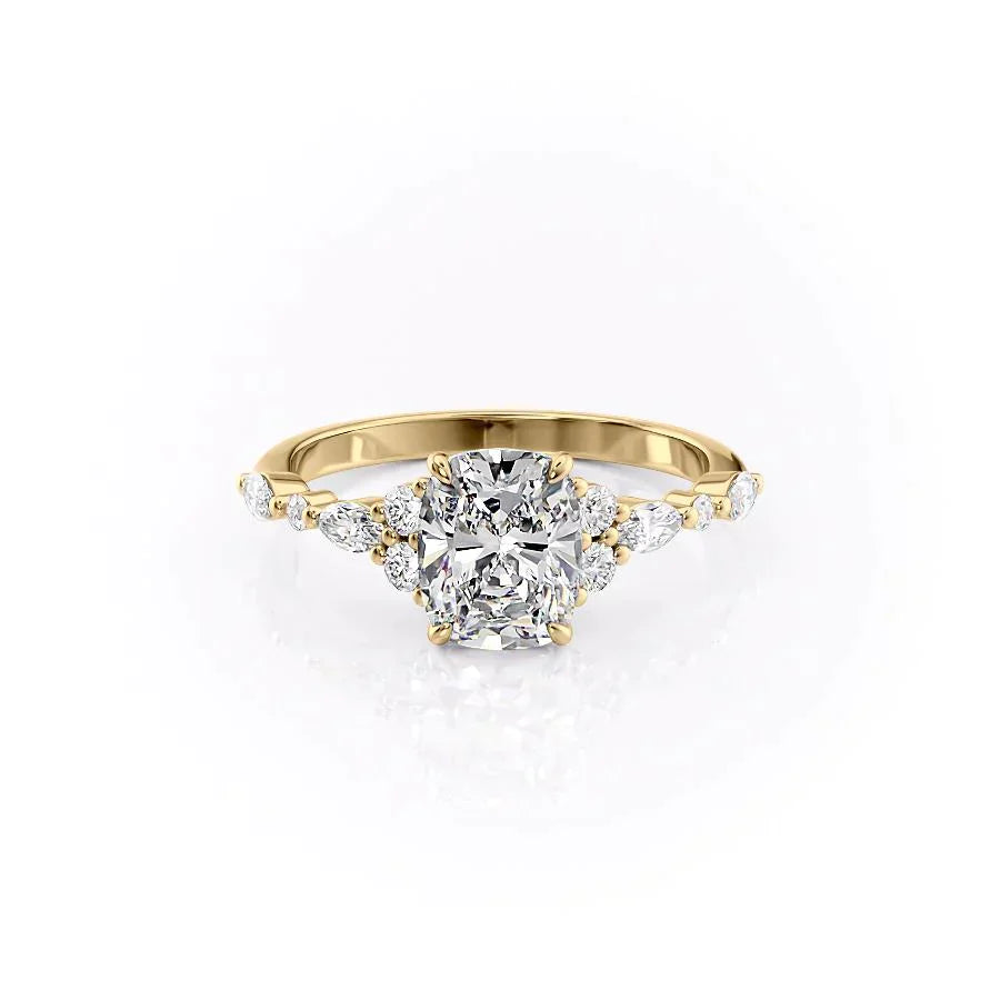 The Kristen Set With A 1.5 Carat Elongated Cushion Lab Diamond