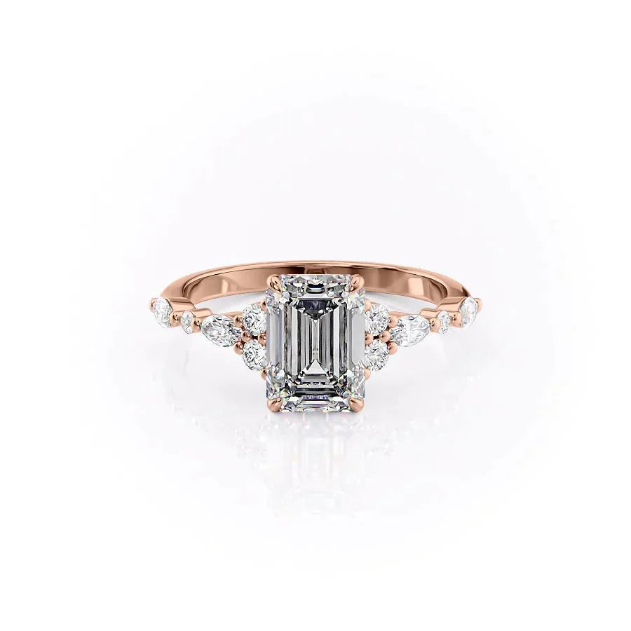 The Kristen Set With A 3.5 Carat Emerald Moissanite